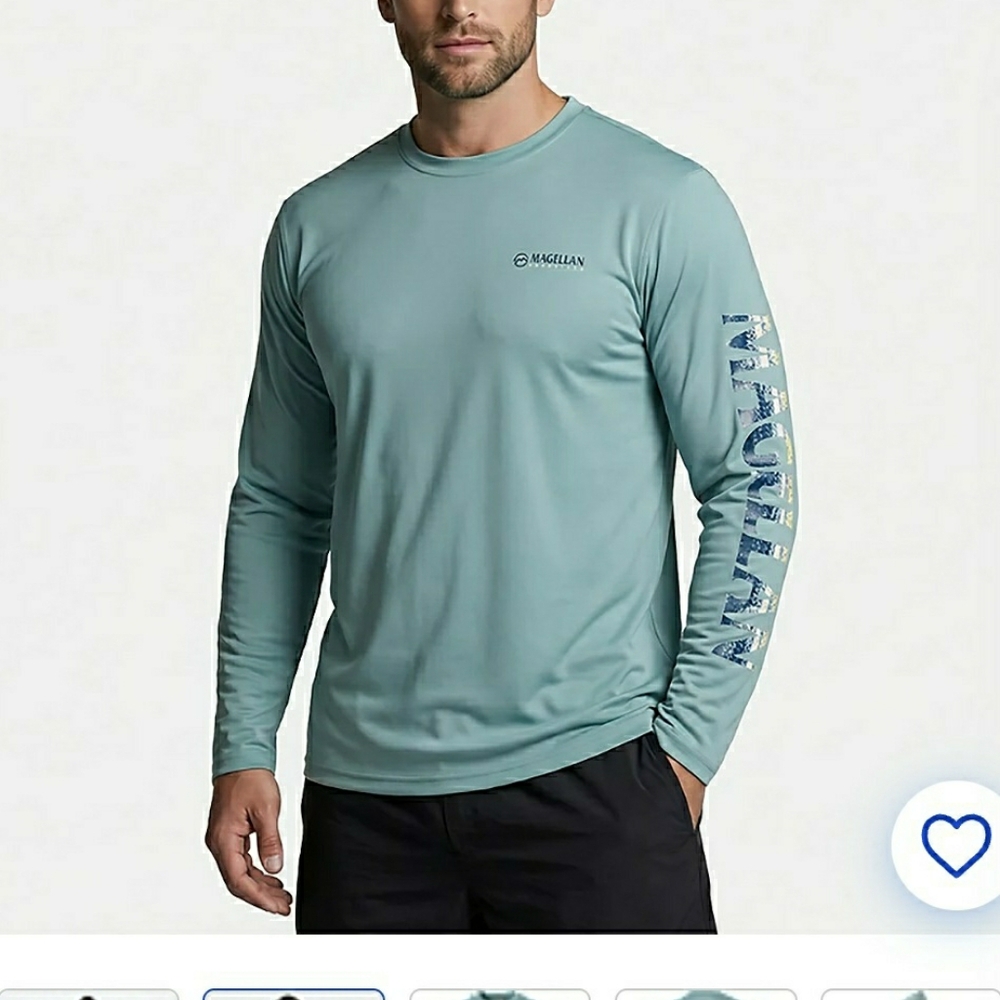 Mens S/M Magellan Outdoors Men's Casting CrewPrint Long Sleeve Fishing Shirt